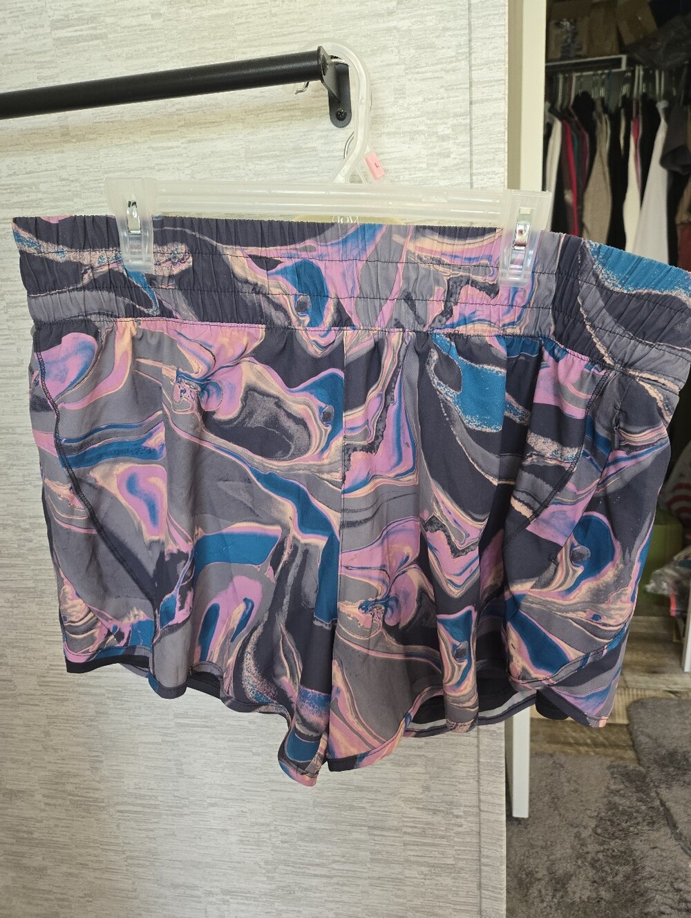 Avia Marble-Pattern Skirted Shorts in Pink & Blue